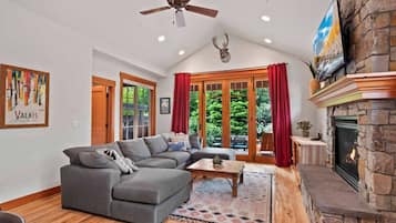 Télévision, cheminée, chaßne hi-fi