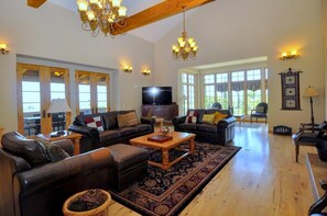 Smart TV, fireplace, video games, DVD player