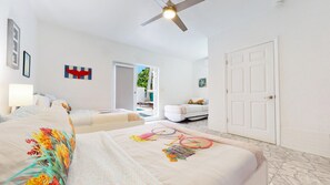 5 bedrooms, desk, iron/ironing board, travel cot