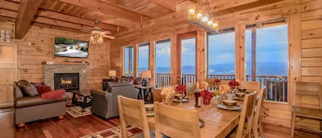 TV connectée, cheminée, jeux vidéo, lecteur de DVD