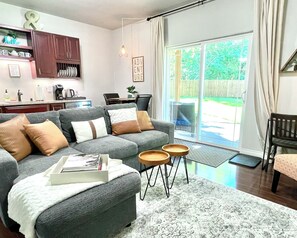 Smart TV, DVD player, books, video library