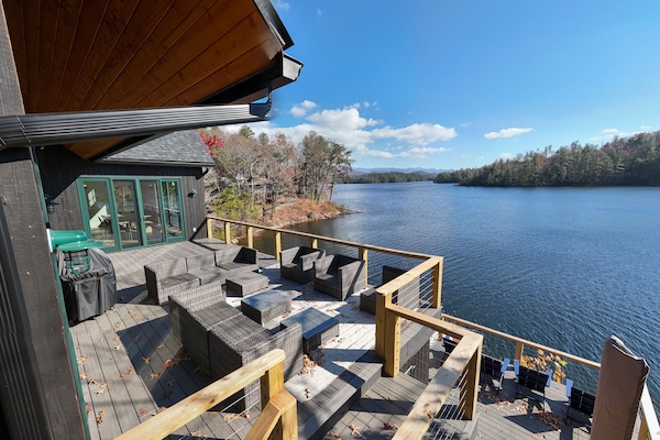 Upper level deck with lounge furniture, grill (outdoor dining table not in pic)