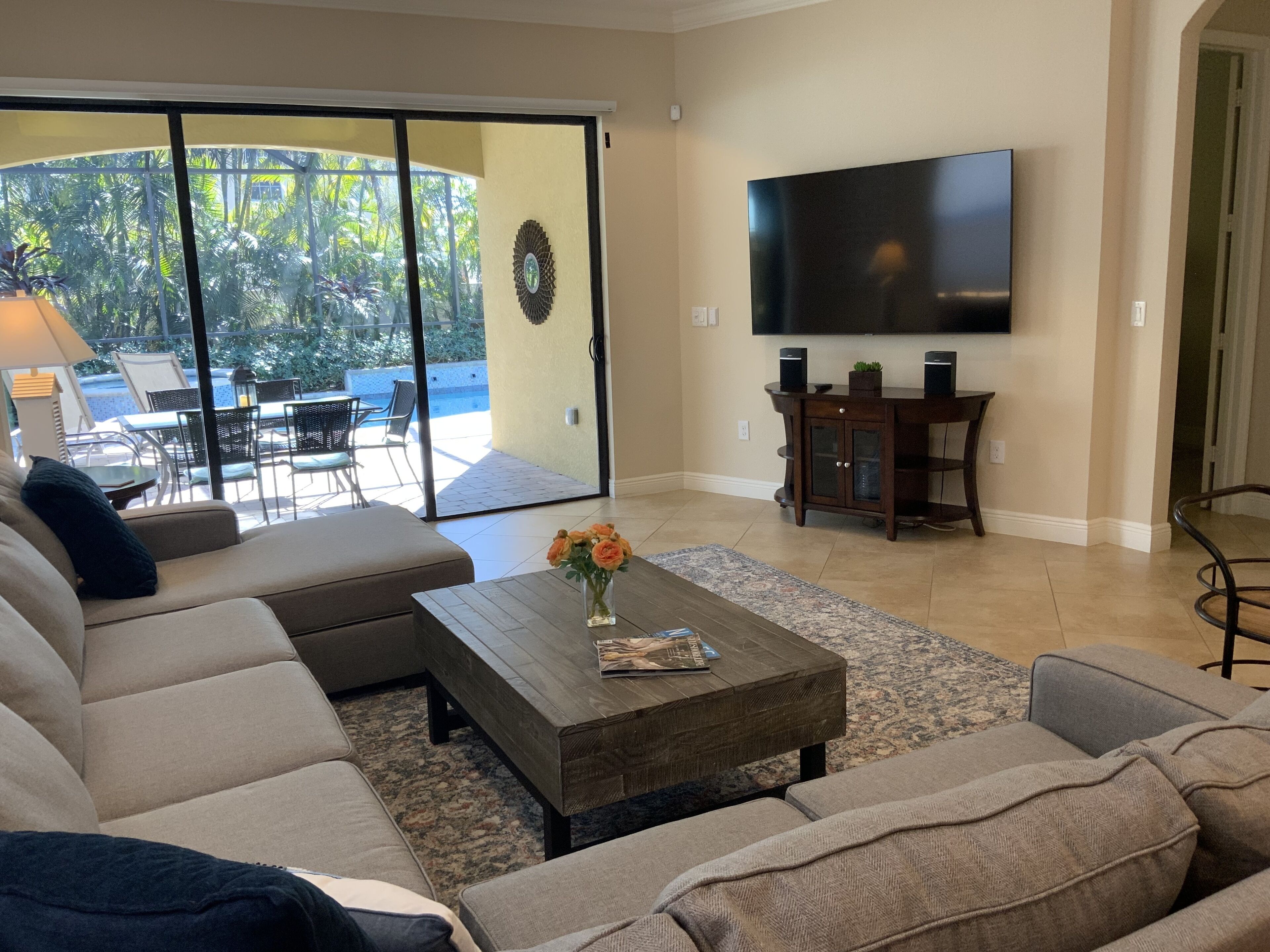 Smart TV, DVD player, books