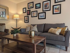 Smart TV, DVD player, books, music library