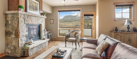 Télévision, cheminée, lecteur de DVD