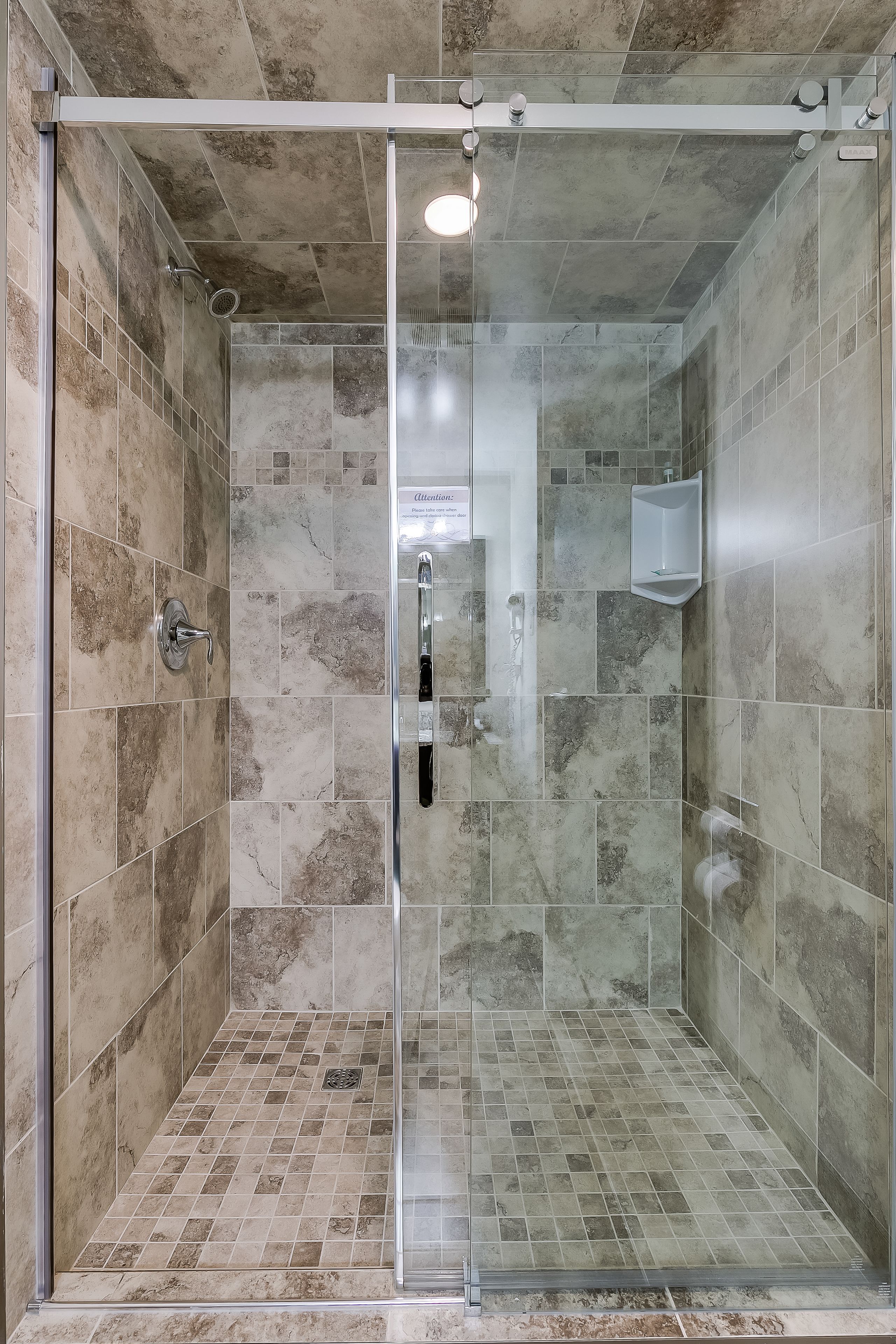 economy room, 1 queen bed (obstructed view) | bathroom shower