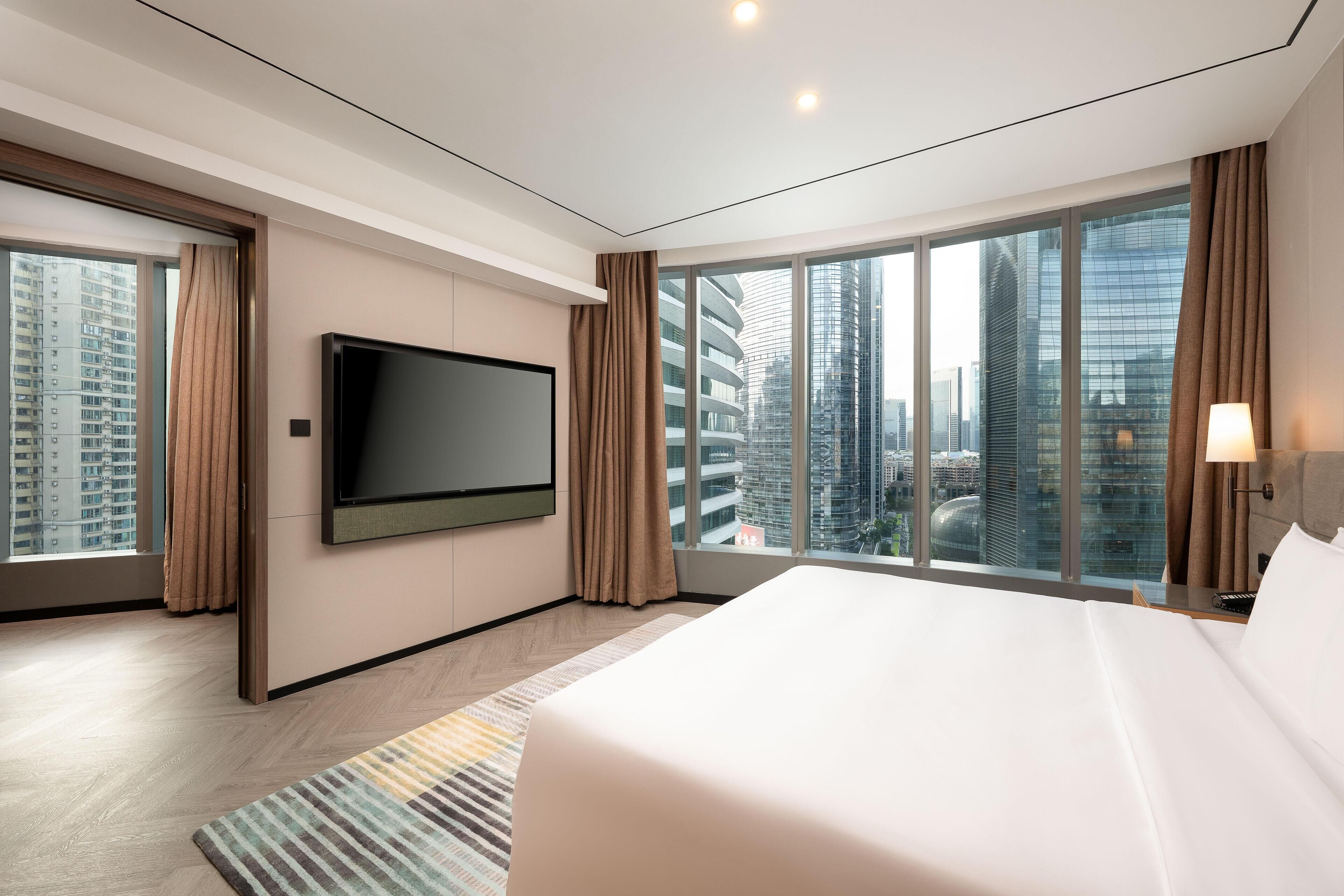 Down comforters, minibar (free items), in-room safe, desk