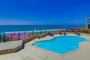 Condo, 2 Bedrooms | Pool | Outdoor pool, a heated pool - Work-Friendly Oceanfront Condo with Pool and Spa Access SURF25 by RedAwning (Solana Beach)
