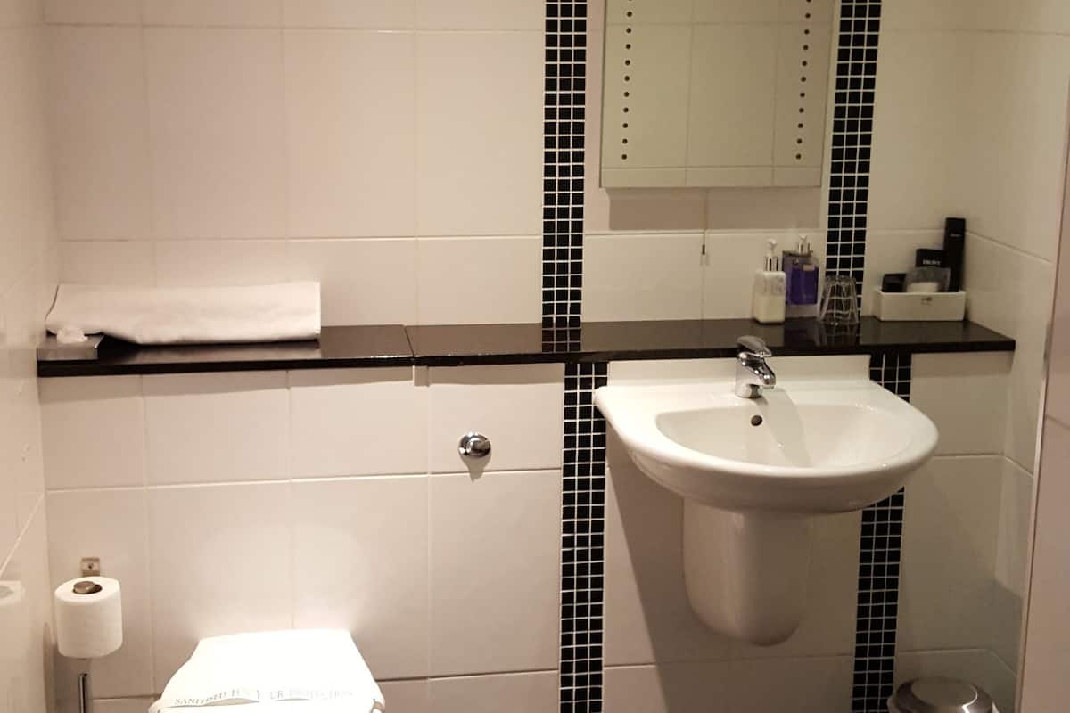 executive double or twin room | bathroom | hair dryer, towels