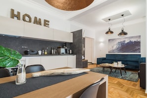 Executive Apartment, 1 Queen Bed with Sofa bed, Balcony | Private kitchen | Full-size fridge, microwave, oven, stovetop - Acropolis Executive Suite (Athens)