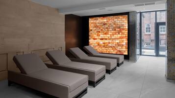 Sauna, steam room, hot stone massages, deep-tissue massages