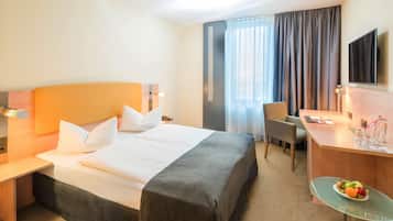 Hypo-allergenic bedding, down duvets, minibar, in-room safe