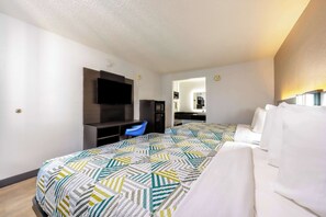 Desk, laptop workspace, free WiFi, bed sheets