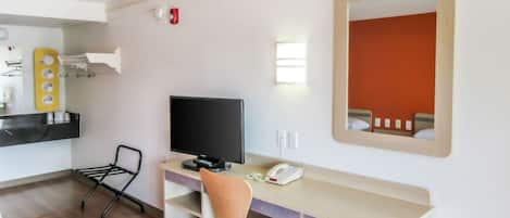 Desk, laptop workspace, blackout drapes, free WiFi