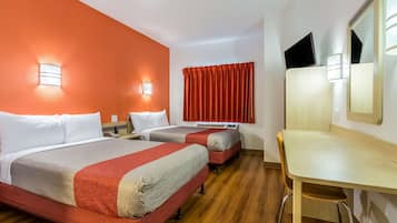 Desk, laptop workspace, free WiFi, bed sheets