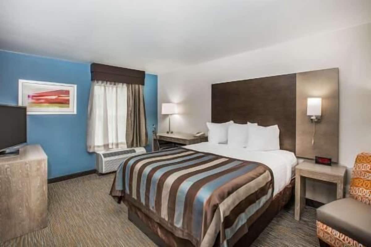 1 bedroom, hypo-allergenic bedding, pillow-top beds, desk