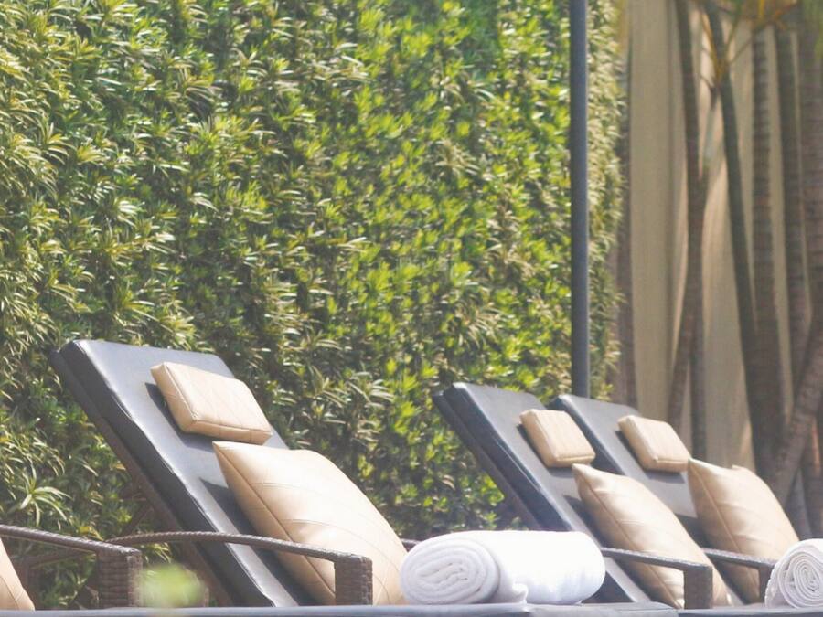 Outdoor pool, pool loungers