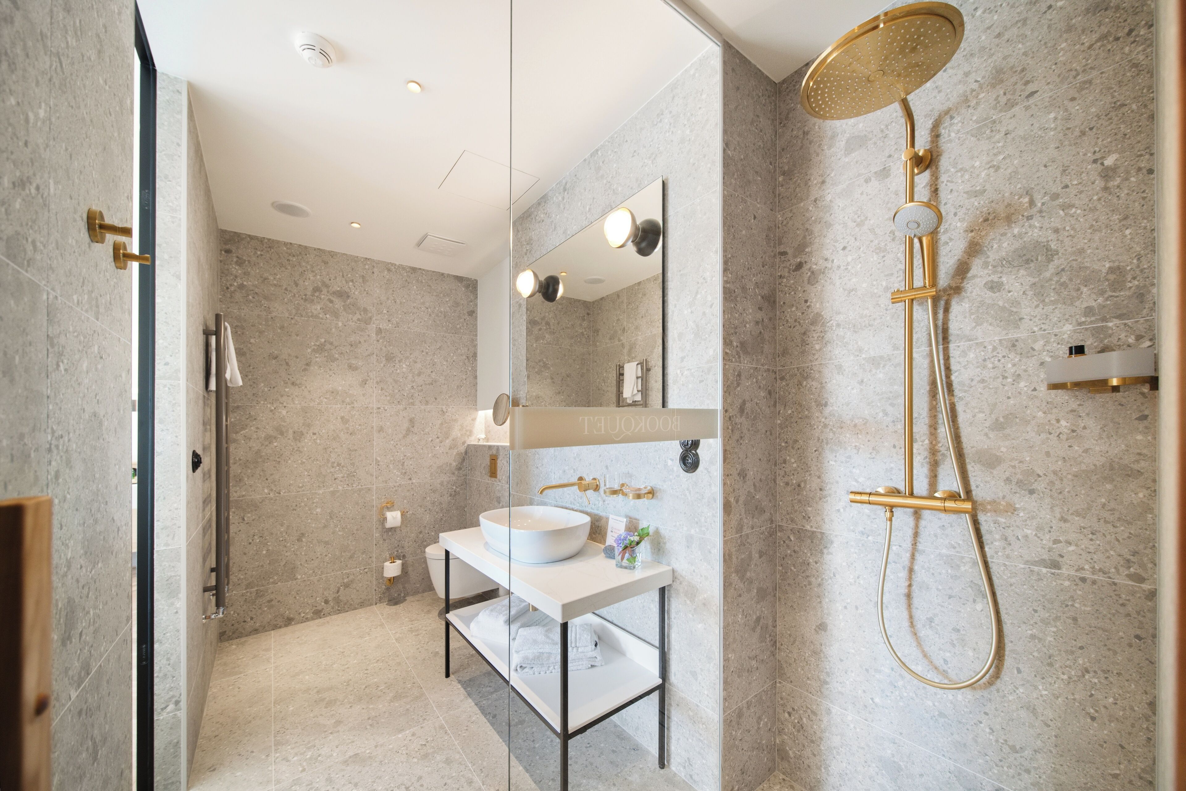 royal apartment | bathroom | shower, designer toiletries, hair dryer, bidet