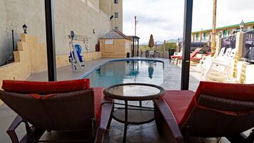 Outdoor pool, sun loungers