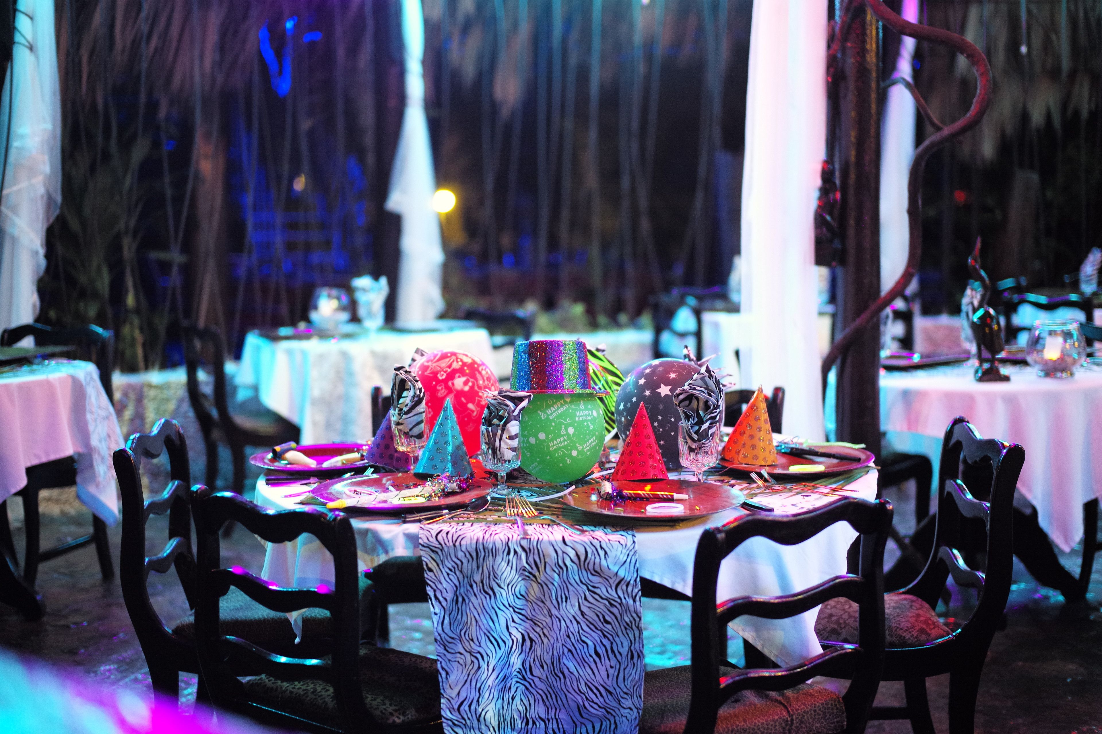 dinner served, garden views