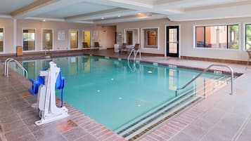 Indoor pool, open 8 AM to 11 PM, sun loungers