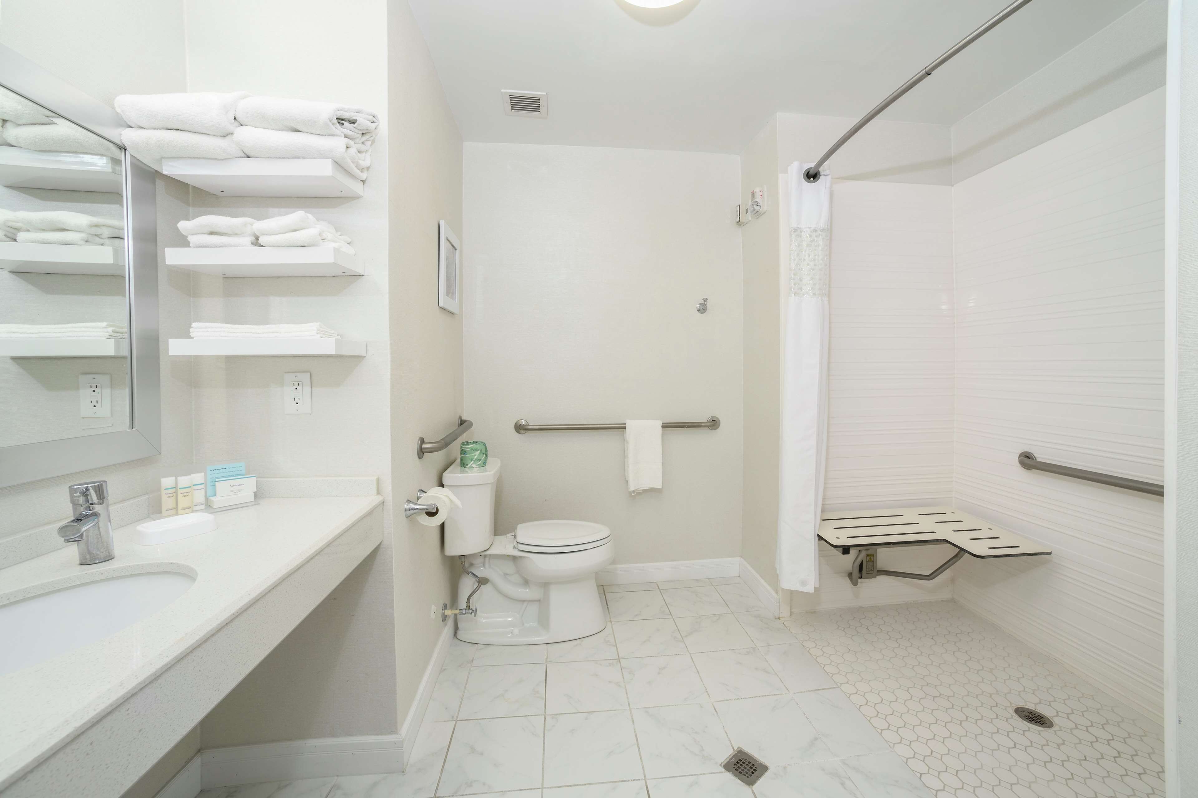 one king bed, non-smoking, accessible | bathroom shower