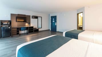 Blackout curtains, free WiFi, bed sheets, wheelchair access