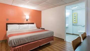 Desk, free WiFi, bed sheets