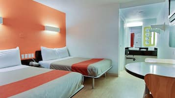 Desk, free WiFi, bed sheets