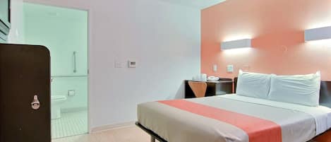 Desk, free WiFi, bed sheets