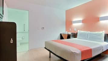 Desk, free WiFi, bed sheets