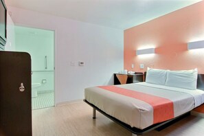 Desk, free WiFi, bed sheets