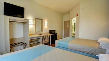 Pillow-top beds, desk, laptop workspace, blackout curtains