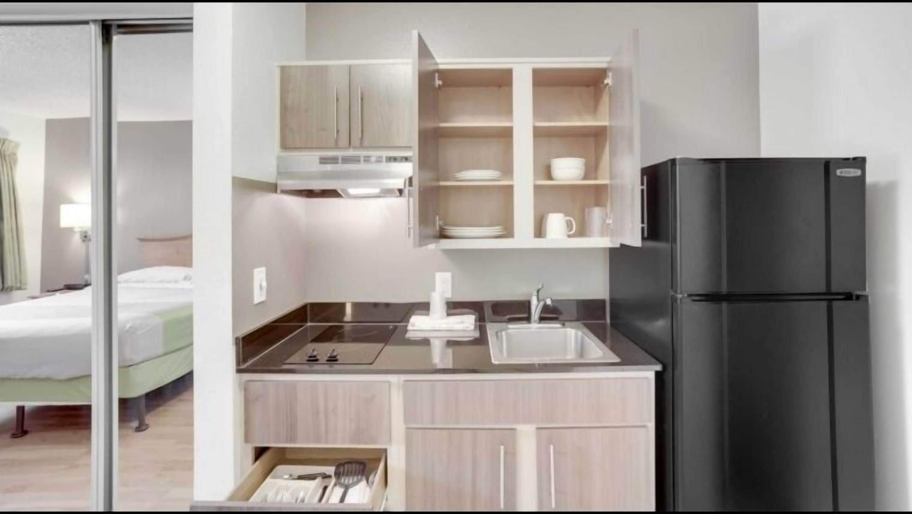 Fridge, microwave, coffee/tea maker