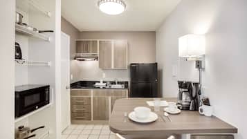 Fridge, microwave, coffee/tea maker