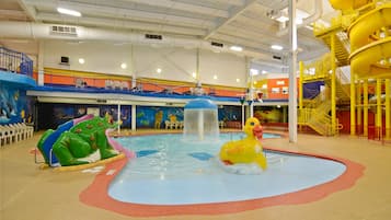Enjoy a fun-filled day at the indoor water park with two thrilling water slides and a spacious pool area.