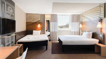 Family Room, 2 Double Beds | Premium bedding, desk, laptop workspace, blackout curtains