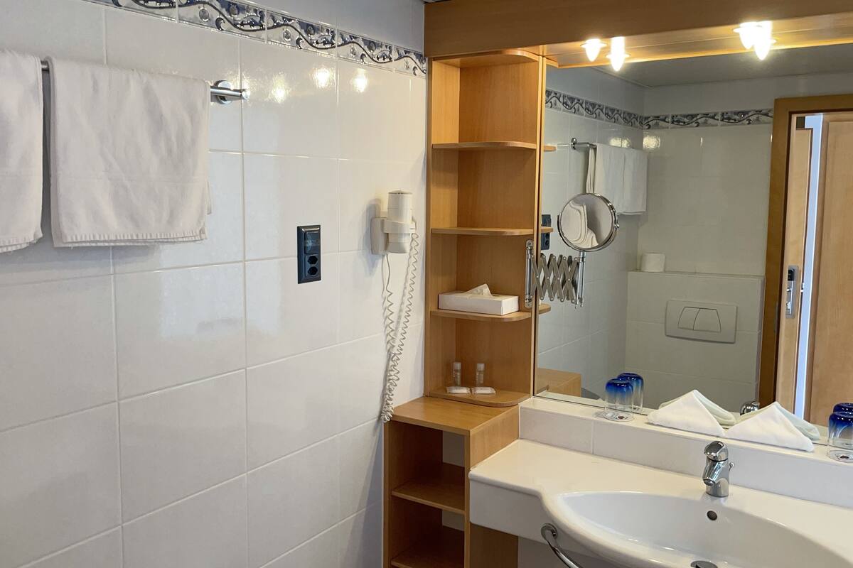 free toiletries, hair dryer, bathrobes, towels