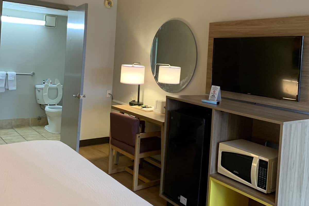 Individually decorated, individually furnished, desk, blackout drapes