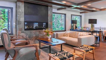 55-inch flat-screen TV with satellite channels, TV, streaming services