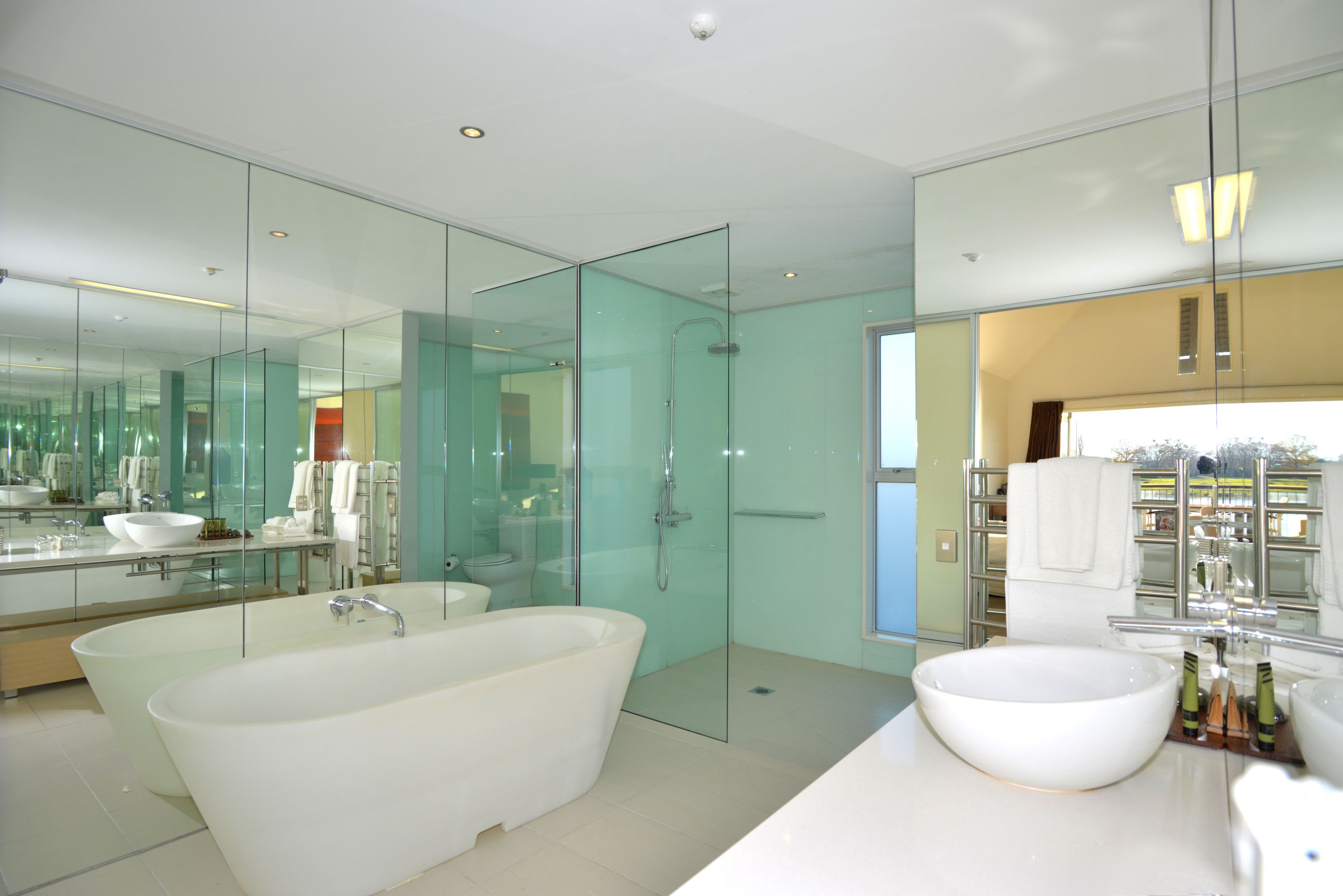 free toiletries, hair dryer, bathrobes, towels