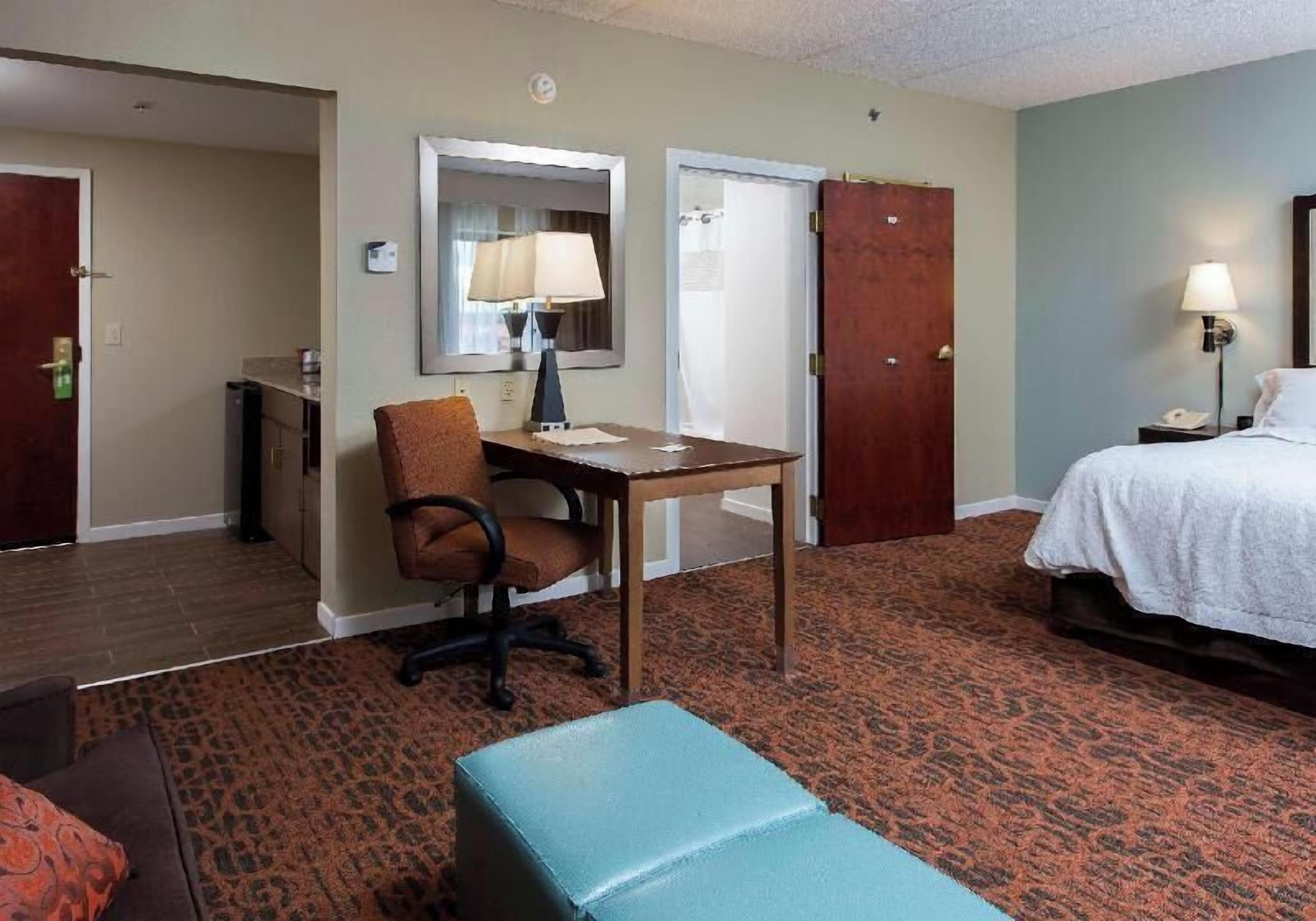 Desk, blackout curtains, iron/ironing board, Internet