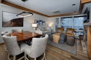 Two Bedroom Slopeside Condo (No Pets) | Living area | TV, iPod dock - Gravity Haus Vail (Vail)