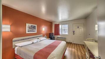 Laptop workspace, free WiFi, bed sheets