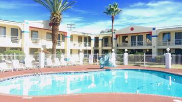 Outdoor pool, sun loungers