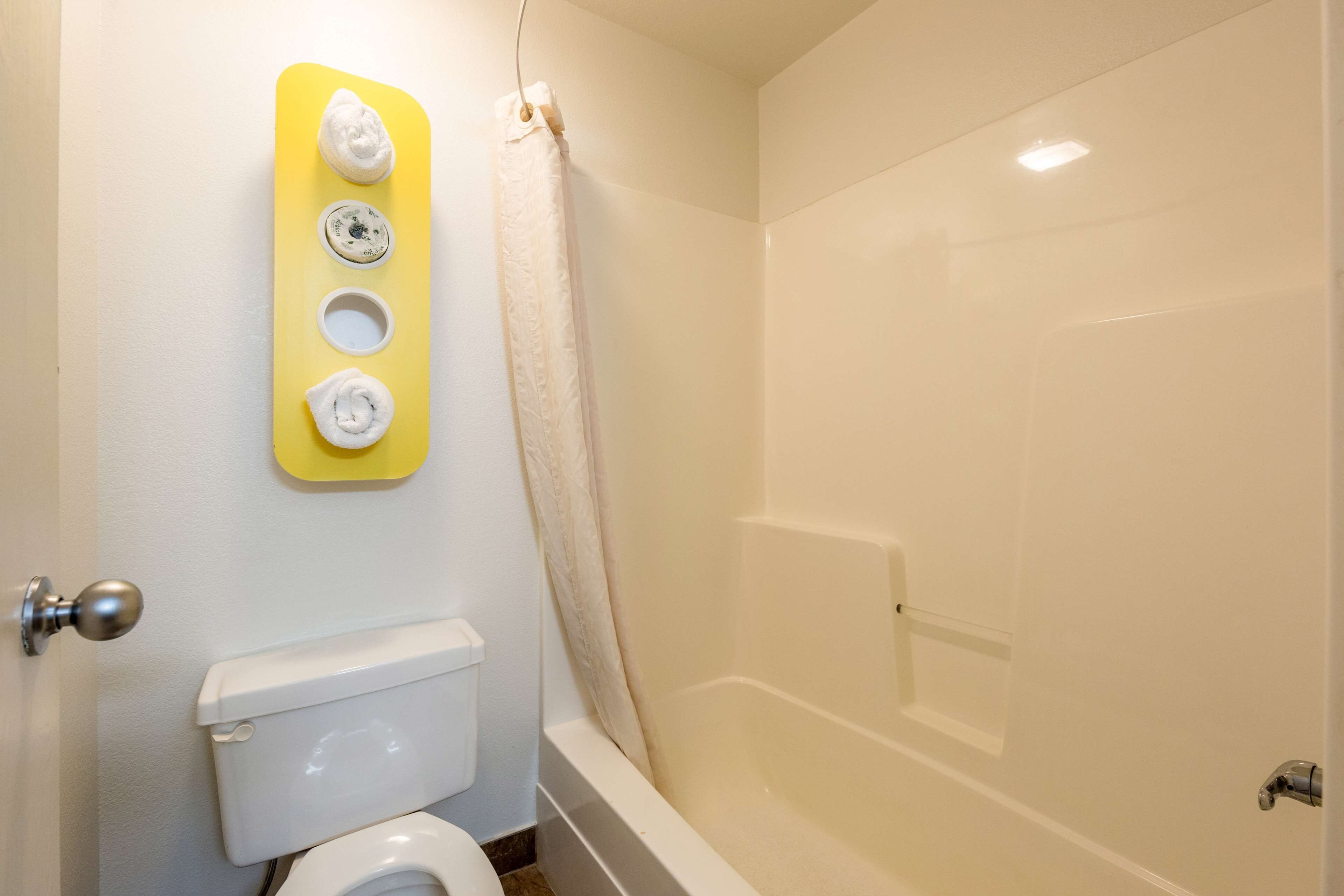 A bathroom with a toilet, a bathtub, and a shower curtain.