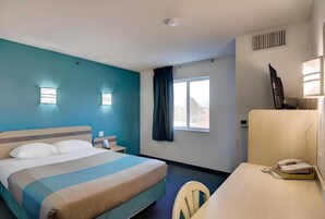 Desk, free WiFi, bed sheets, alarm clocks