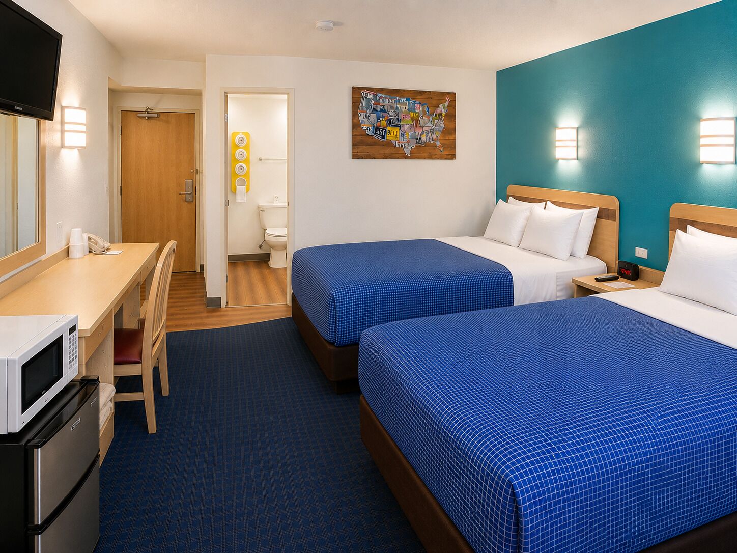 Standard Room, 2 Double Beds, Non Smoking | Desk, free WiFi, bed sheets, alarm clocks