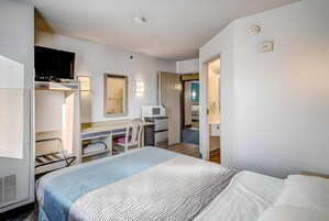 Desk, free WiFi, bed sheets, alarm clocks