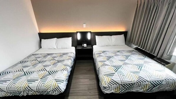 Blackout curtains, free WiFi, bed sheets